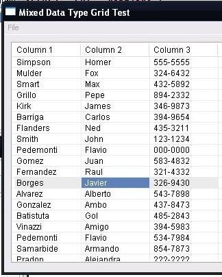 Test result for Selected Row/Col values in Grid Sample.