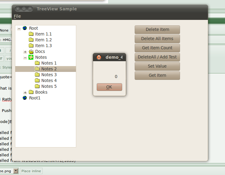 Screenshot of tree-control on Ubuntu Linux 10.04