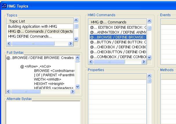 Screen Shot: HMG Reference