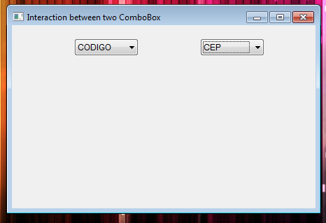 Interaction between two combobox; screen shoot
