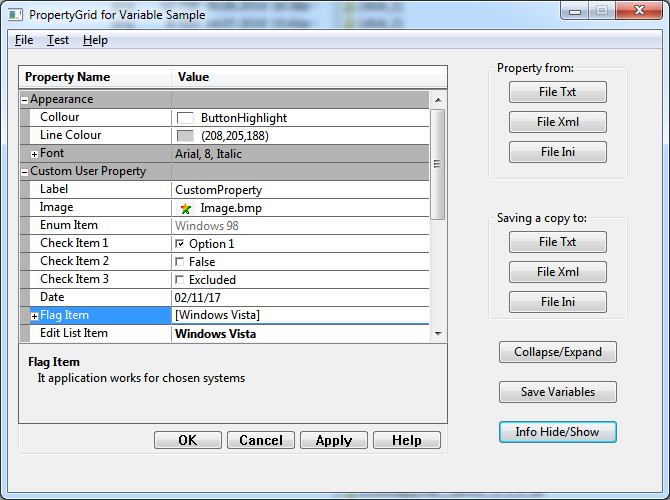 Property Grid sample